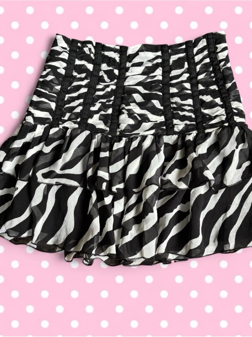 Silk bebe Black & White Zebra Print Mini Skirt